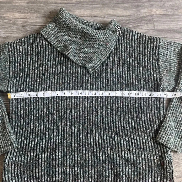Leo & Nicole Pullover Cowl Neck Knit Sweater Green Size Large Cotton Wool Blend - Picture 4 of 8